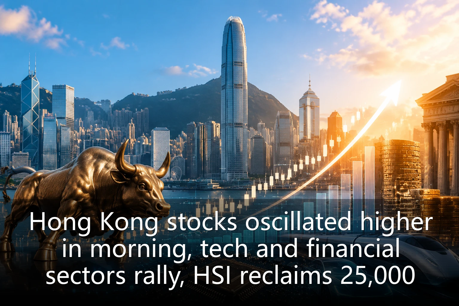 Hong Kong stocks oscillated higher in morning, tech and financial sectors rally, HSI reclaims 25,000