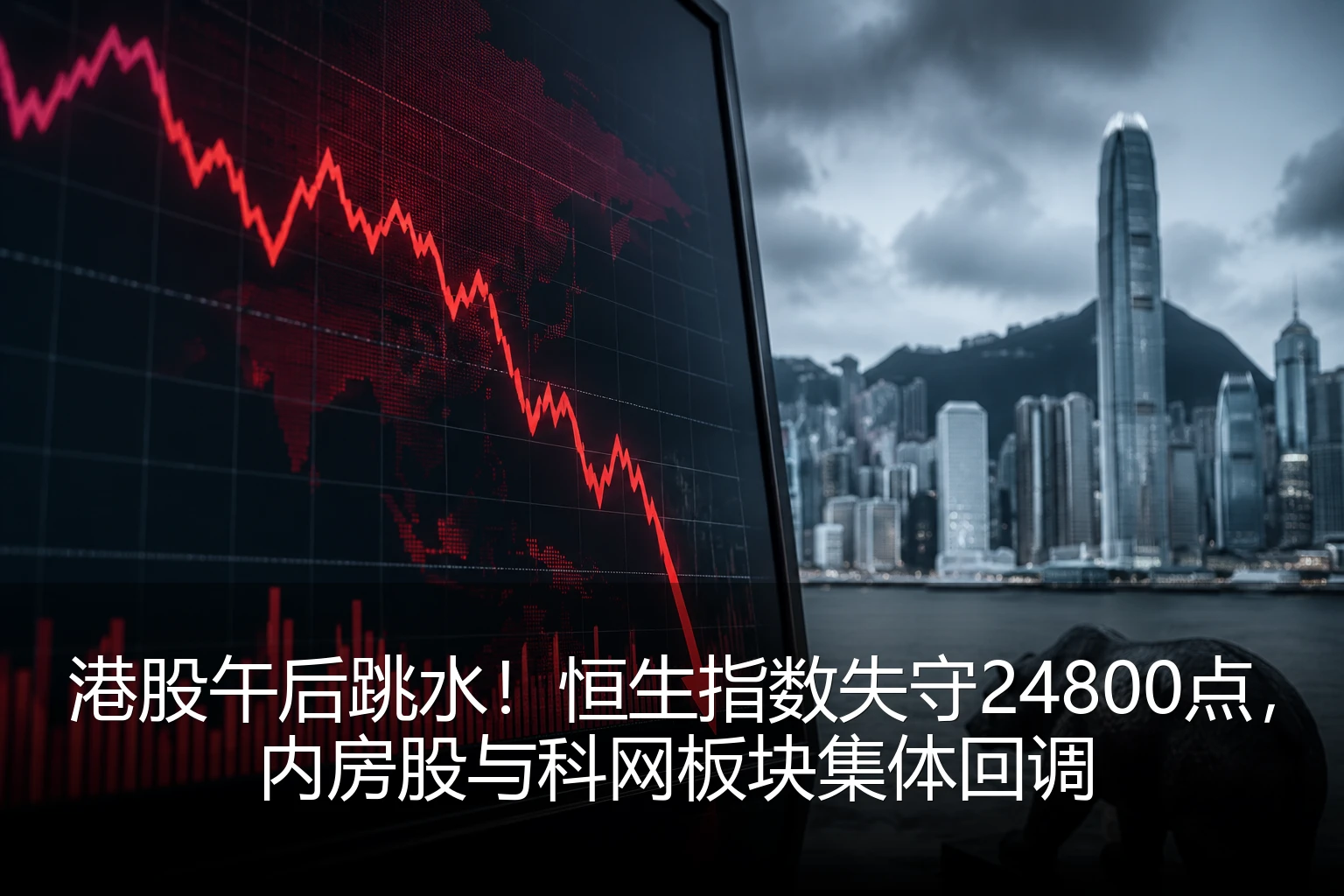 港股午后跳水！恒生指数失守24800点，内房股与科网板块集体回调